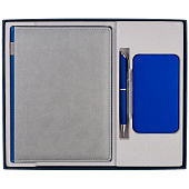 Коробка Overlap под ежедневник, аккумулятор и ручку, ver.2, синяя