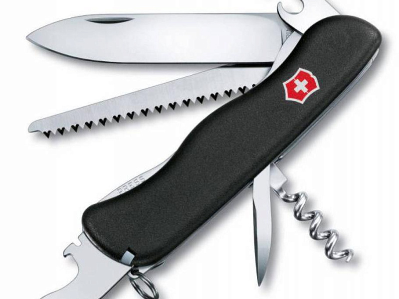 Солдатский нож с фиксатором лезвия Forester, черный