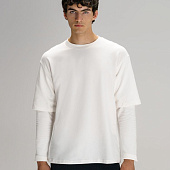 Футболка оверсайз с двойным рукавом Kosmos, молочно-белая