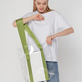 Шопер Clear Fest, прозрачный с зелеными ручками