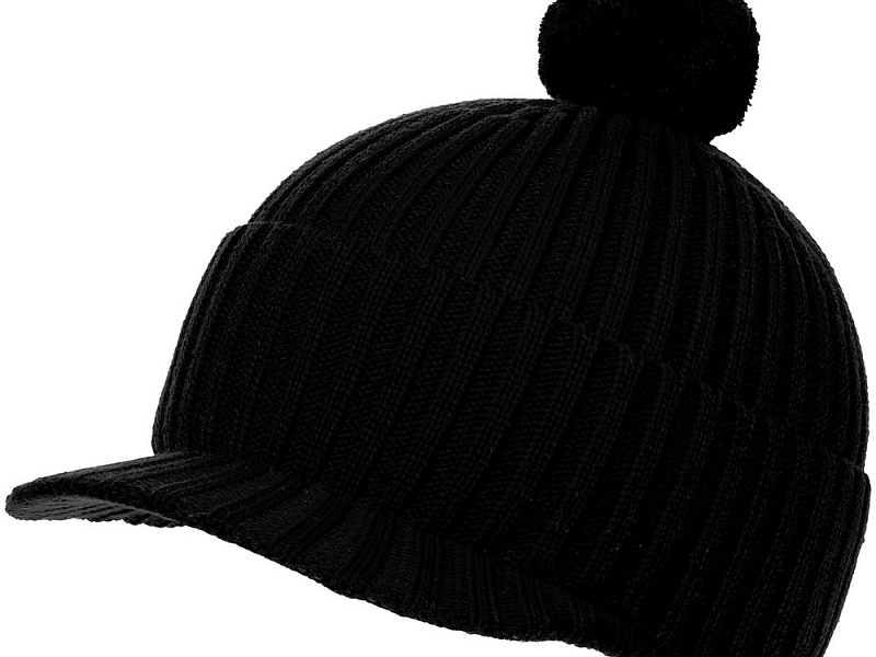 Вязаная шапка с козырьком Peaky, черная