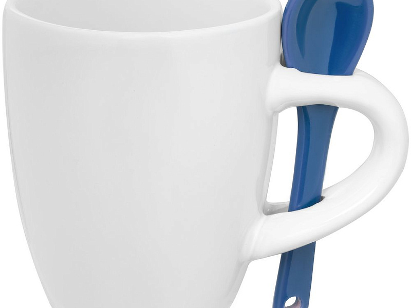 Кофейная кружка Pairy с ложкой, белая с синей