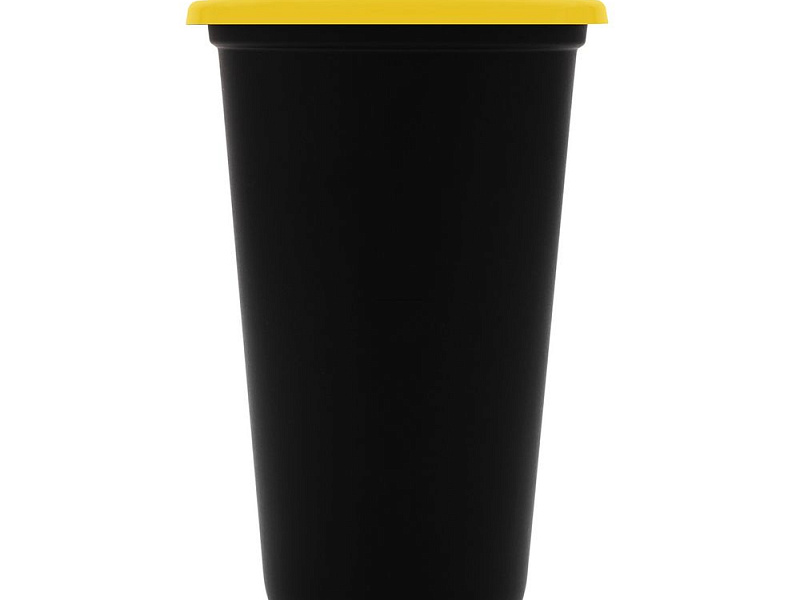 Стакан с крышкой Color Cap Black, черный с желтым