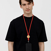 Шнурок для бейджа Tube Wood, красный