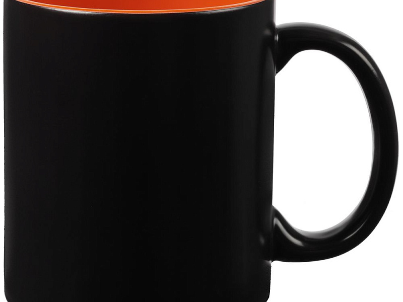 Кружка-хамелеон On Display, матовая, черная с оранжевым