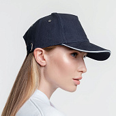 Бейсболка Classic, темно-синяя с белым кантом