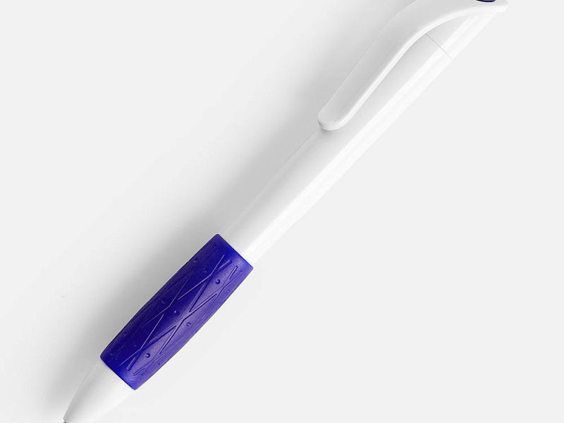 Ручка шариковая Grip, белая (молочная) с синим