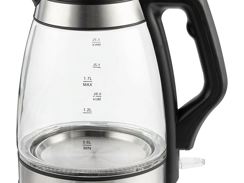 Электрический чайник Lumimore, стеклянный, серебристо-черный