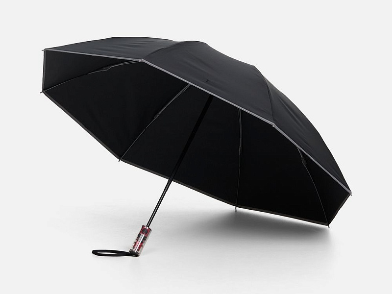 Зонт наоборот складной Futurum со светоотражающим кантом, черный