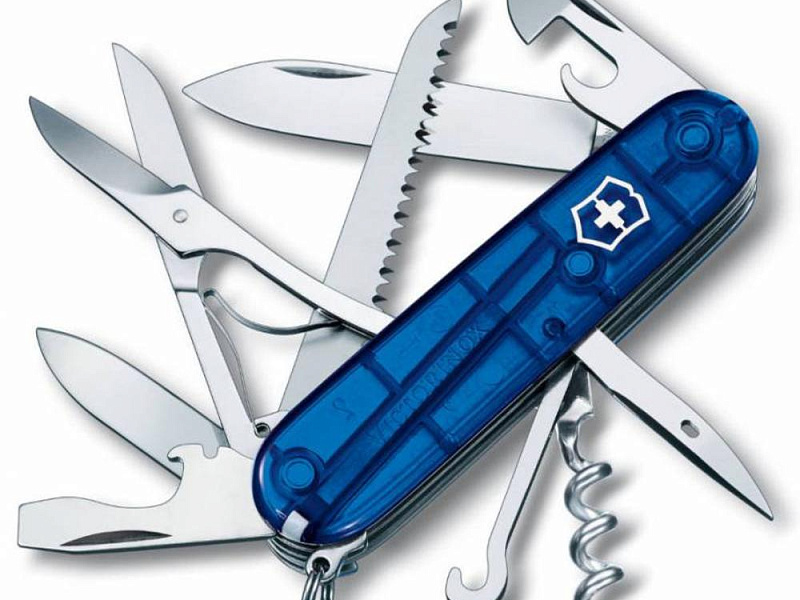 Офицерский нож Huntsman 91, прозрачный синий