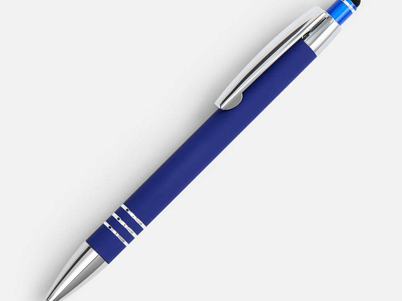 Ручка шариковая Sansen Soft Touch со стилусом, синяя