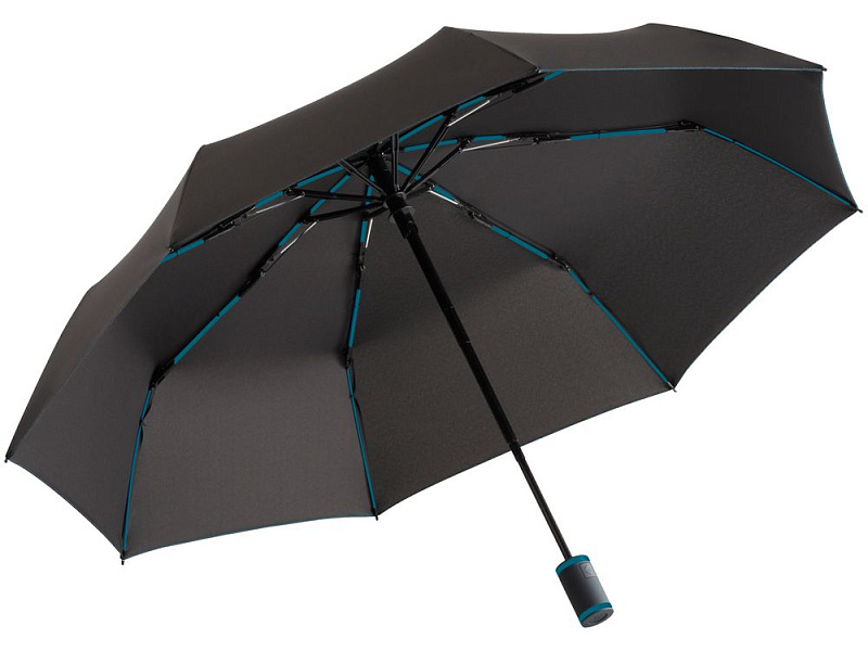 Зонт складной AOC Mini с цветными спицами, бирюзовый