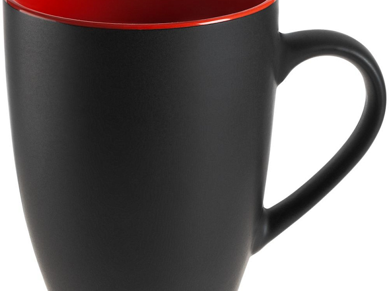 Кружка Bright Tulip, матовая, черная с красным