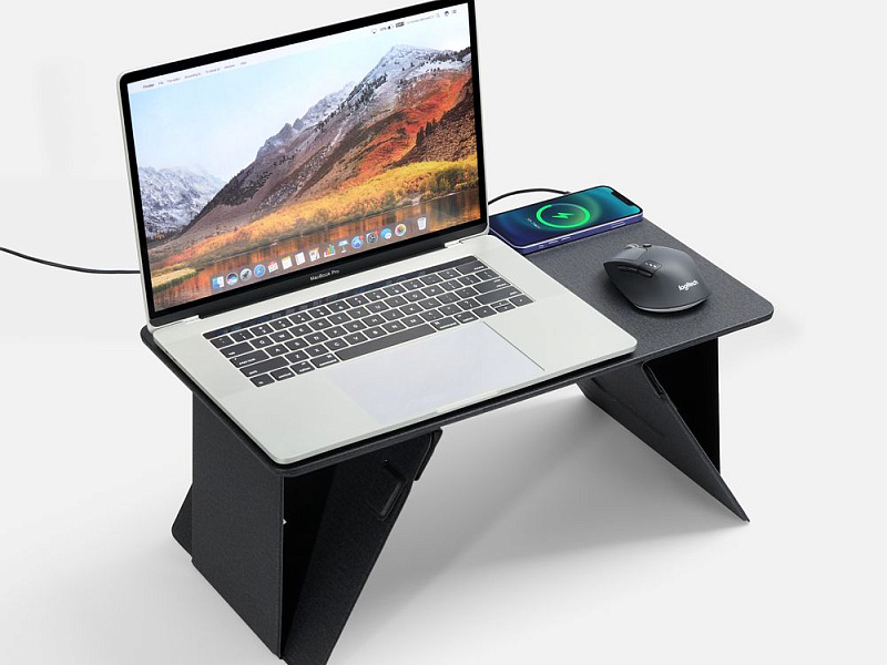 Складной стол для ноутбука с беспроводной зарядкой Kickstand Table, серый