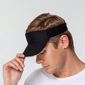 Козырек Active, черный с белым кантом