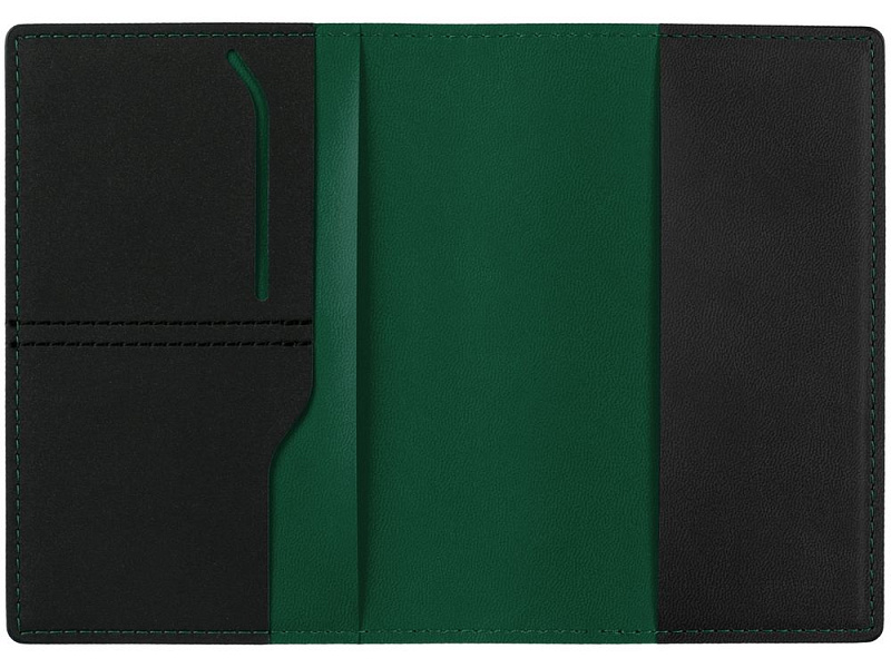 Обложка для паспорта Multimo, черная с зеленым