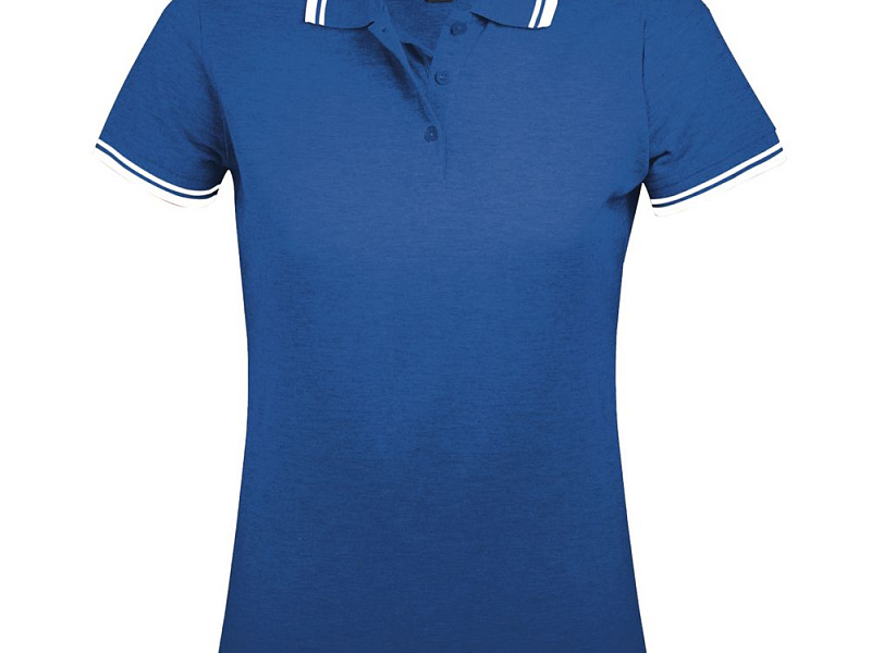 Рубашка поло женская Pasadena Women 200 с контрастной отделкой, ярко-синяя с белым