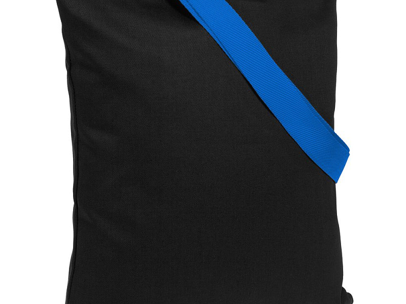 Холщовая сумка BrighTone, черная с ярко-синими ручками