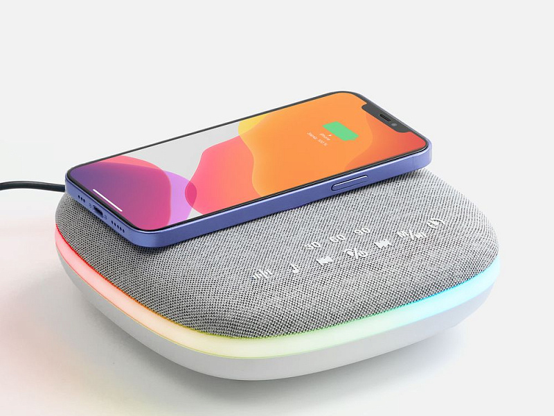Bluetooth-колонка с беспроводной зарядкой и подсветкой Terrafonic, серая