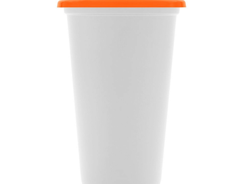 Стакан с крышкой Color Cap White, белый с оранжевым