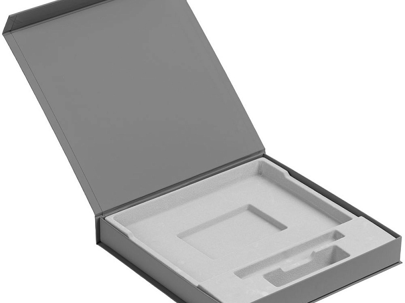 Коробка Memoria под ежедневник, аккумулятор и ручку, серая