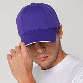 Бейсболка Canopy, фиолетовая с белым кантом