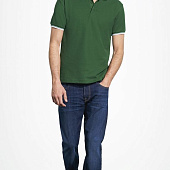 Рубашка поло мужская с контрастной отделкой Practice 270, зеленый/белый