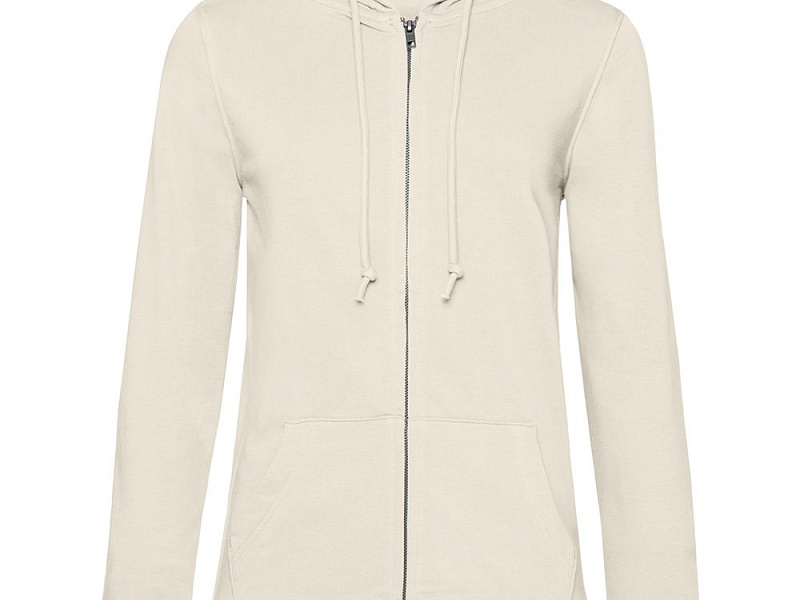 Толстовка на молнии с капюшоном женская BNC Inspire (Organic), молочно-белая