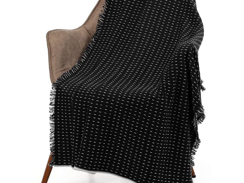 Плед Fringy, черный с белым