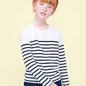 Футболка детская с длинным рукавом Matelot LSL Kids, белая с синим