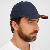 Бейсболка Buffalo, темно-синяя с неоново-оранжевым