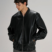 Бомбер из искусственной кожи Univer, черный