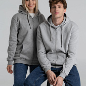 Толстовка на молнии с капюшоном Unit Siverga Heavy, серый меланж