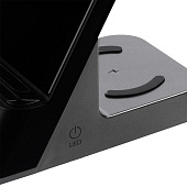 Зарядная станция с часами E-Store для смартфона, часов и наушников, черная