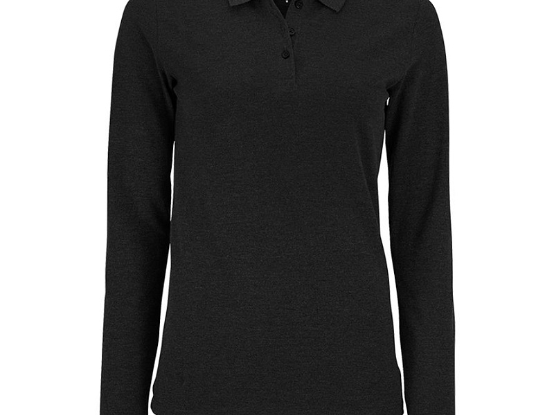 Рубашка поло женская с длинным рукавом Perfect LSL Women, черный меланж