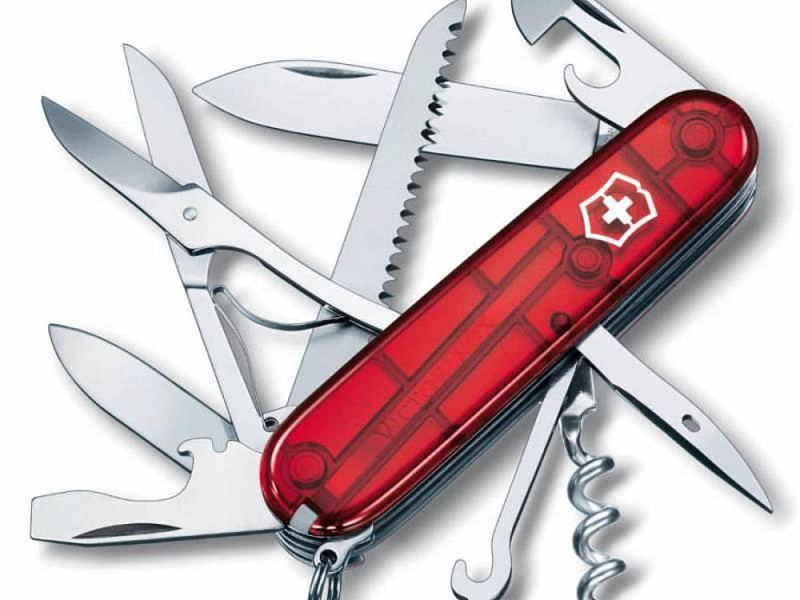 Офицерский нож Huntsman 91, прозрачный красный