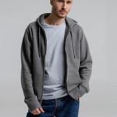 Толстовка на молнии с капюшоном унисекс King, темно-серый меланж