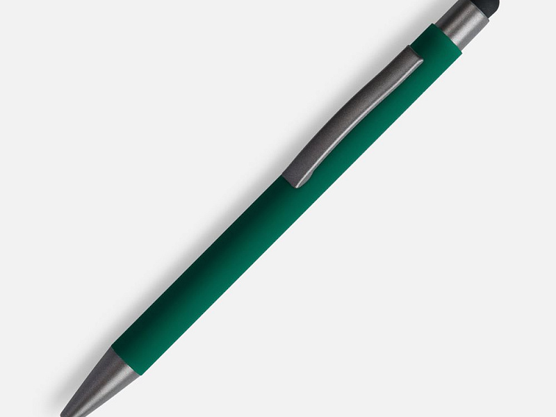 Ручка шариковая Atento Soft Touch со стилусом, зеленая