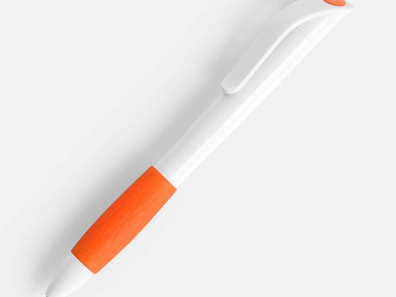 Ручка шариковая Grip, белая с оранжевым