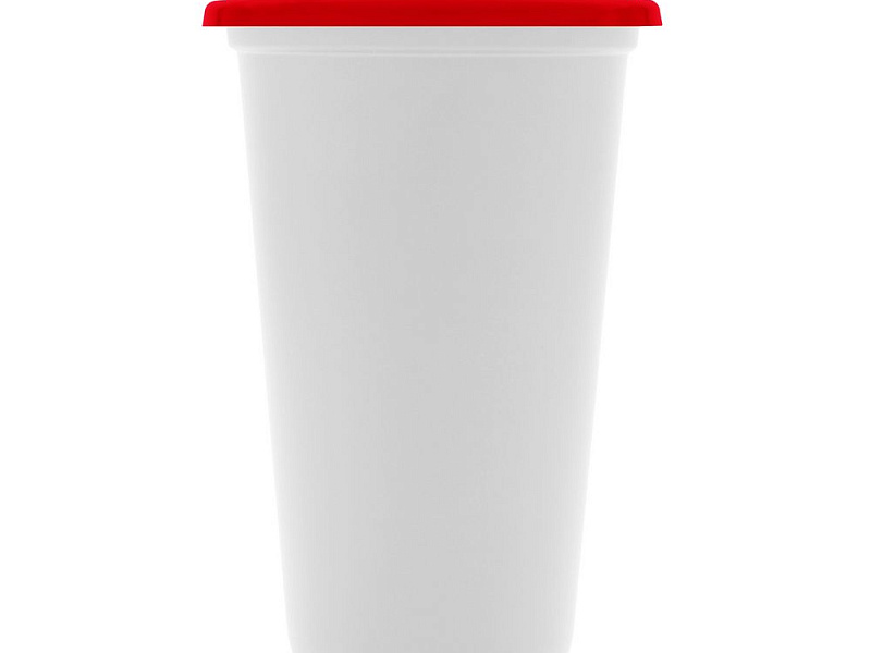 Стакан с крышкой Color Cap White, белый с красным