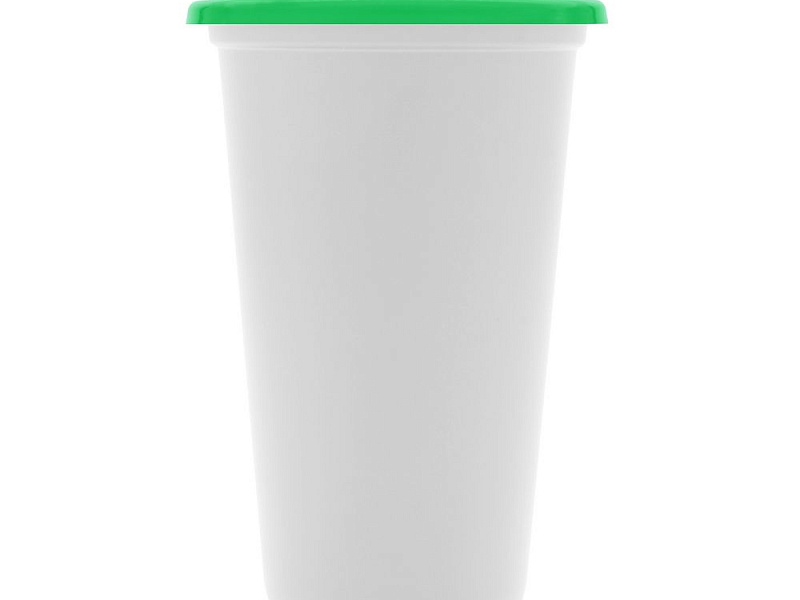 Стакан с крышкой Color Cap White, белый с зеленым