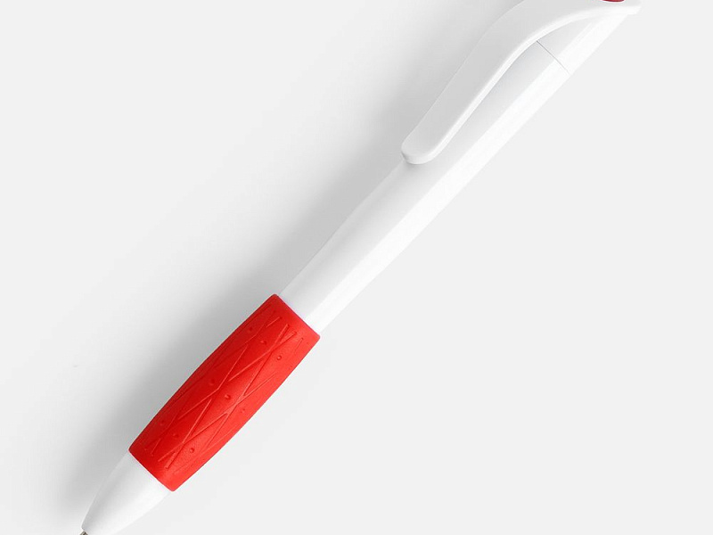 Ручка шариковая Grip, белая с красным