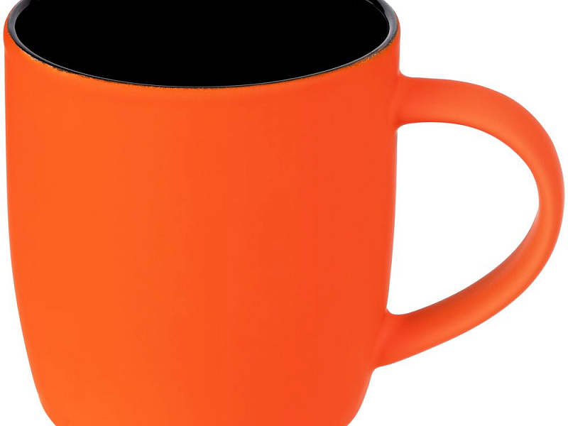 Кружка Surprise Touch Black с покрытием софт-тач, оранжевая
