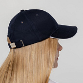 Бейсболка Canopy, темно-синяя с белым кантом