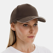 Бейсболка Long Beach, коричневая с бежевым