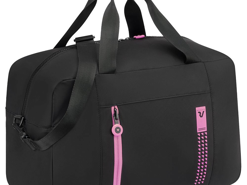 Сумка дорожная Compact Neon, черная с розовым