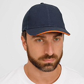 Бейсболка Buffalo, темно-синяя с неоново-оранжевым