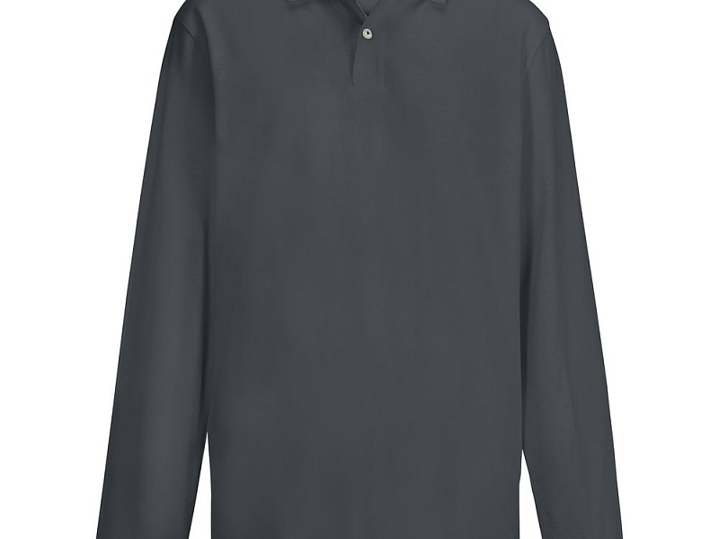 Рубашка поло унисекс с длинным рукавом Pacific LSL, темно-серая (графит)