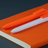 Ручка шариковая Swiper SQ, белая с неоново-оранжевым