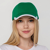 Бейсболка Honor, зеленая с белым кантом